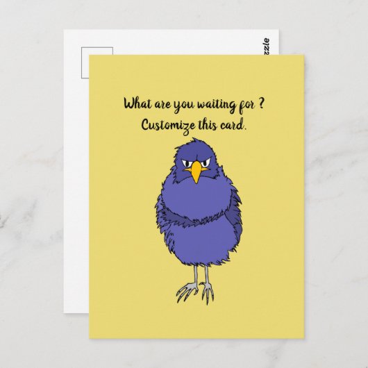 Funny postcard with not so happy bird briefkaart (Voorkant / Achterkant)
