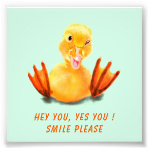 Funny Poster Happy Yellow Duck Smile - Aangepaste