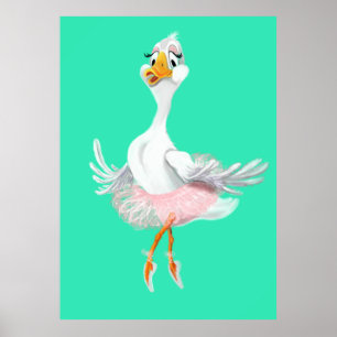 Funny Poster met Ballerina Duck - Schilderen