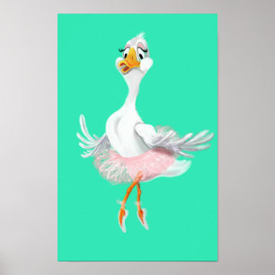 Funny Poster met Ballerina Duck - Schilderen