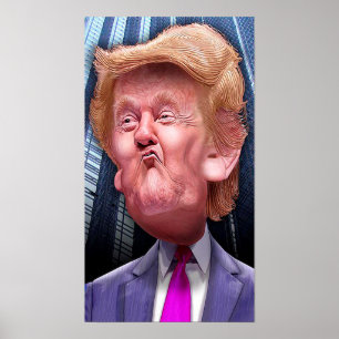 Funny poster met karikatuur van Donald Trump