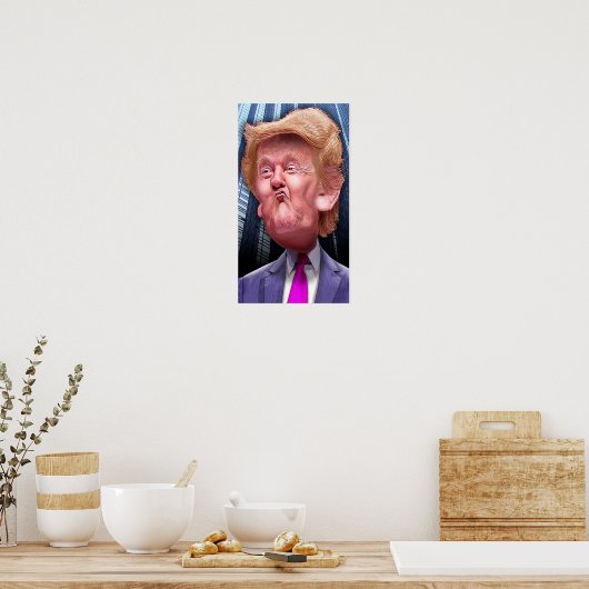 Funny poster met karikatuur van Donald Trump (Keuken)