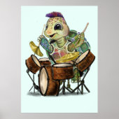 Funny Poster met Turtle Drummer - Schilderen (Voorkant)
