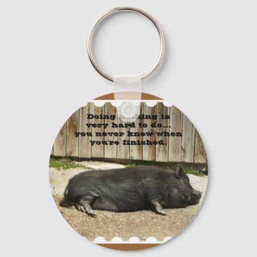 Funny Pot Bellied Pig Sleutelhanger (Voorkant)