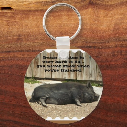 Funny Pot Bellied Pig Sleutelhanger (Voorkant)