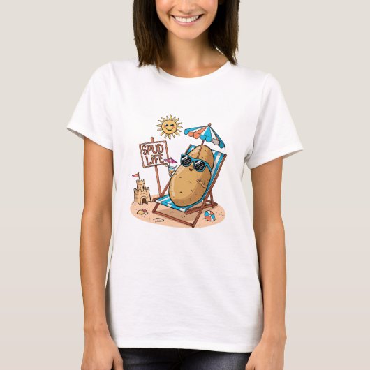 Funny Potato Beach Life Design - Spud Life Humor I T-shirt (Voorkant)