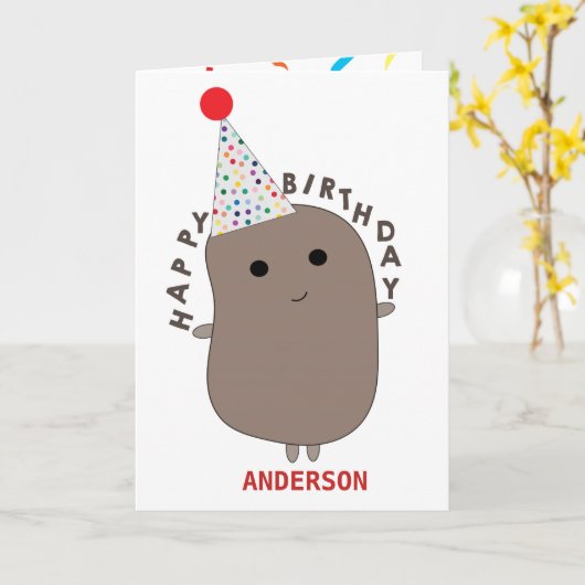 Funny Potato Birthday Kaart (Gele Bloem)