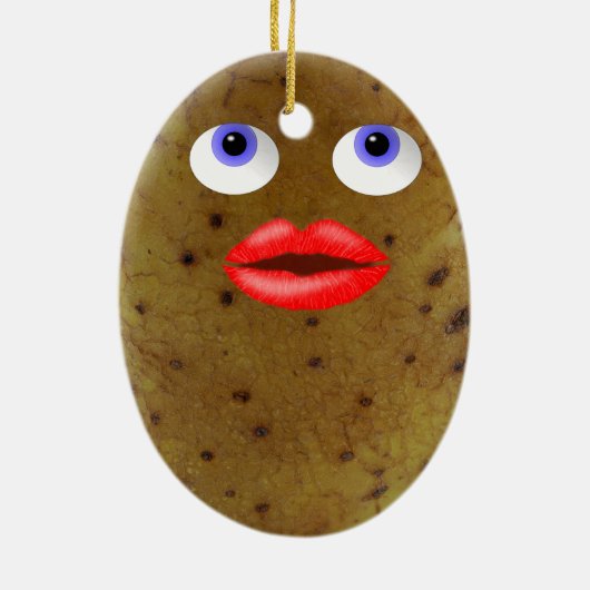 Funny Potato Character with Blue Eyes Ornament (Achterkant)