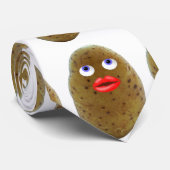Funny Potato Cute Character met Blue Eyes Stropdas (Opgerold)