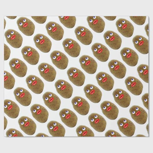 Funny Potato Cute Character met Blue Eyes Wrappin Cadeaupapier (Vlak)