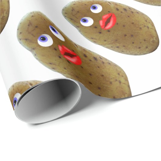 Funny Potato Cute Character met Blue Eyes Wrappin Cadeaupapier (Rol Hoek)
