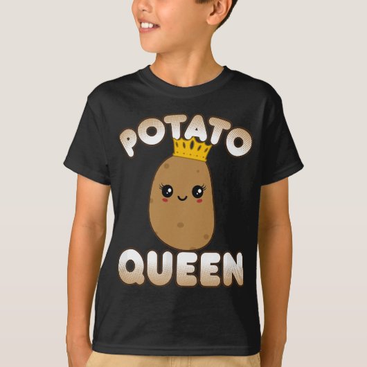 Funny Potato Cute Kawaii Style Slachend Potato Que T-shirt (Voorkant)