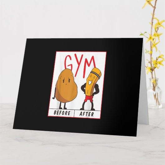 Funny Potato Gym Before After Workout Gift Fitness Kaart (Gele Bloem)