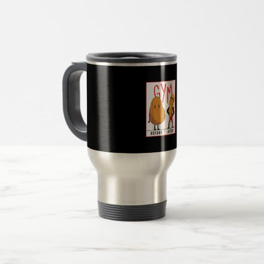 Funny Potato Gym Before After Workout Gift Fitness Reisbeker (Voorkant links)