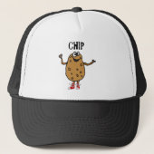 Funny Potato Named Chip Cartoon Trucker Pet (Voorkant)