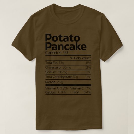 Funny Potato Pancake Nutrition Fact Christmas Hanu T-shirt (Design voorkant)