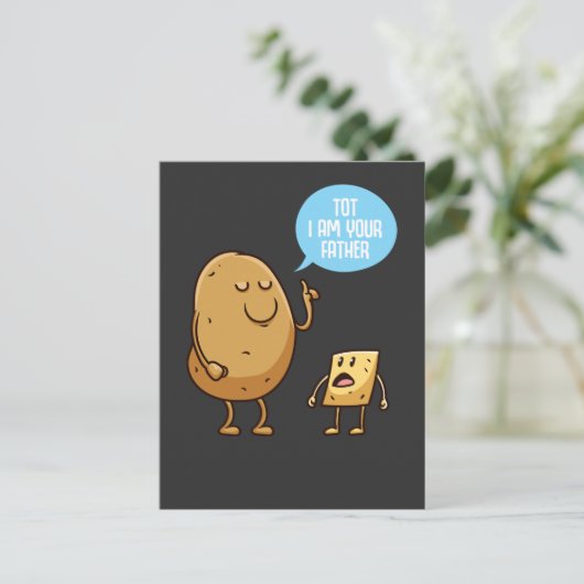 Funny Potato Pap Ik ben je vader Pun Briefkaart (Staand voorkant)