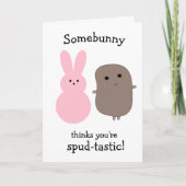 Funny Potato Pink Bunny Easter Kaart (Voorkant)
