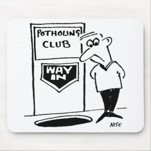 Funny Potholing Club Entrance in Floor Cartoon Muismat