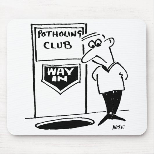 Funny Potholing Club Entrance in Floor Cartoon Muismat (Voorkant)