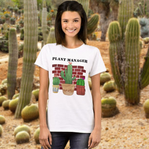Funny Potted Cactus Art Plant Manager T-shirt