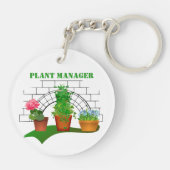 Funny Potted Flowers Plant Manager op persoonlijke Sleutelhanger (Achterkant)