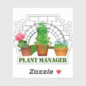 Funny Potted Flowers Plant Manager op persoonlijke Sticker (Vel)