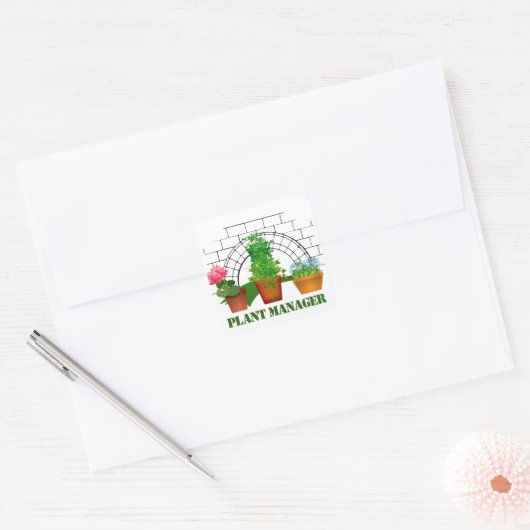Funny Potted Flowers Plant Manager Personalized St Vierkante Sticker (Envelop)