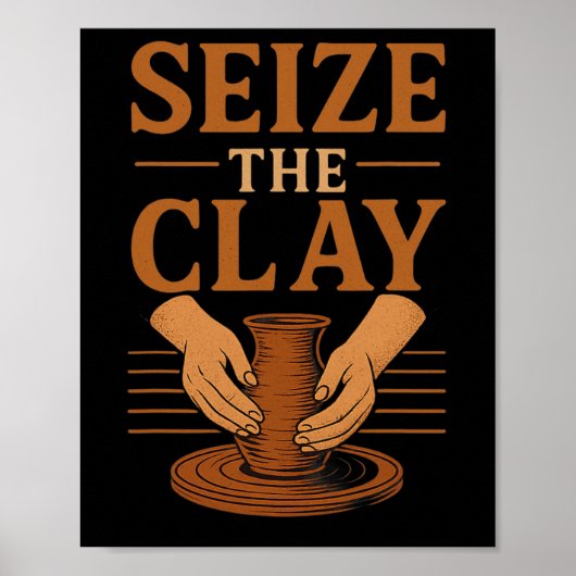 Funny Pottery Ceramics Artist legt de klei vast Poster (Voorkant)