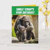 Funny Pouting Chimpansee like Grumpy Old Man Kaart (Gele Bloem)