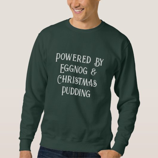 Funny Powered by Eggnog Christmas Mannen trui (Voorkant)
