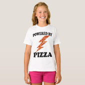 Funny Powered by Pizza Cool Pizza T-shirt (Voorkant volledig)