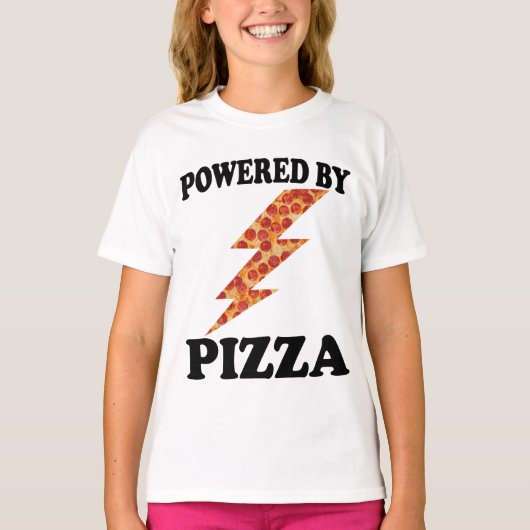 Funny Powered by Pizza Cool Pizza T-shirt (Voorkant)