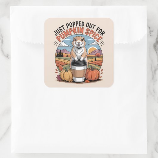 Funny Prairie Dog Fall Pumpkin Spice Humor Vierkante Sticker (Tas)