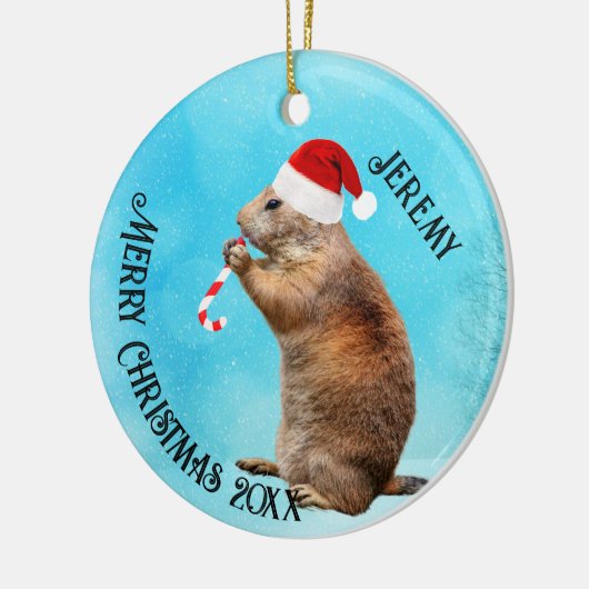 Funny Prairie Dog in Santa Hat Keramisch Ornament (Links)
