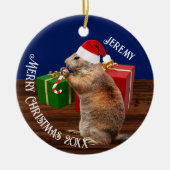 Funny Prairie Dog in Santa Hat Keramisch Ornament (Voorkant)