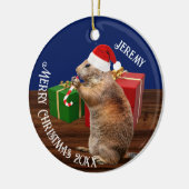 Funny Prairie Dog in Santa Hat Keramisch Ornament (Links)