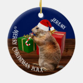 Funny Prairie Dog in Santa Hat Keramisch Ornament (Achterkant)