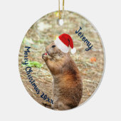 Funny Prairie Dog in Santa Hat Keramisch Ornament (Links)