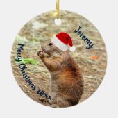 Funny Prairie Dog in Santa Hat Keramisch Ornament (Achterkant)