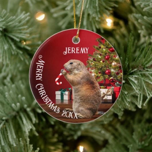 Funny Prairie Dog kerstboom Keramisch Ornament (Boom)