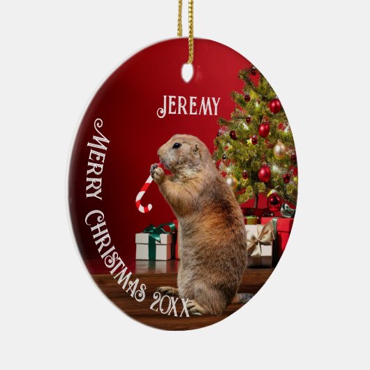 Funny Prairie Dog kerstboom Keramisch Ornament (Rechts)
