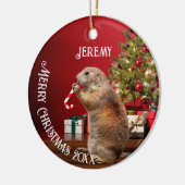 Funny Prairie Dog kerstboom Keramisch Ornament (Links)