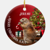 Funny Prairie Dog kerstboom Keramisch Ornament (Achterkant)