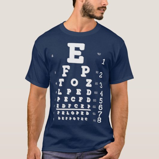 Funny Prank Blurry Eye Chart Examen T-shirt (Voorkant)