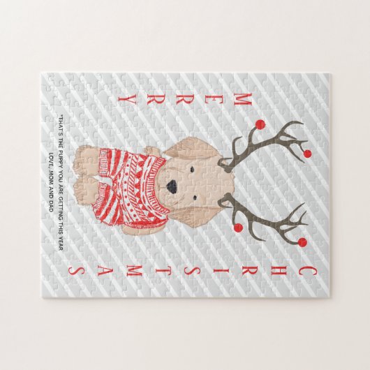Funny Prank kerstrector Puppy Gift Legpuzzel (Horizontaal)