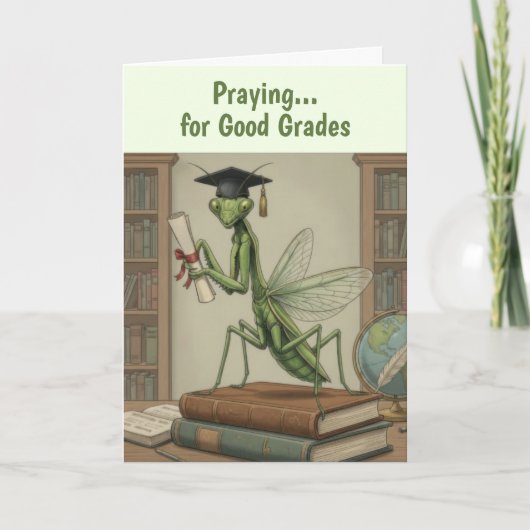 Funny Praying Pantis Graduation Card Kaart (Voorkant)
