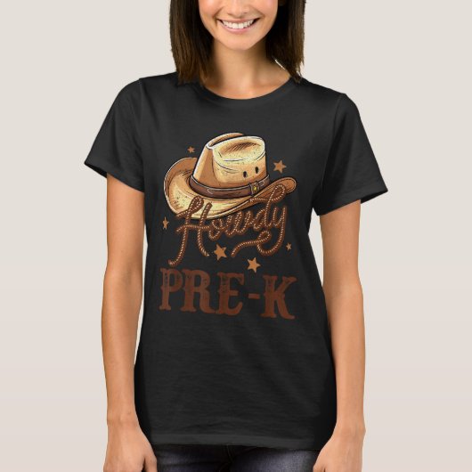 Funny Pre K Country Howdy K Pre Western Rodeo Teac T-shirt (Voorkant)