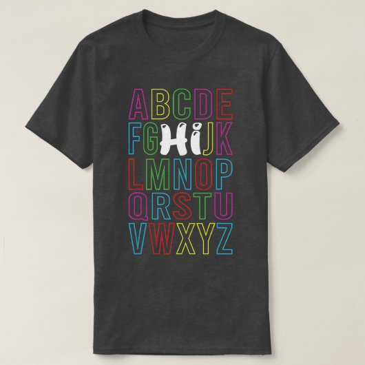Funny Pre K Kindergarten Hi Alphabet Terug naar Sc T-shirt (Design voorkant)
