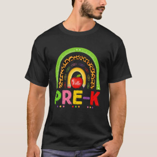 Funny Pre-K Leopard Rainbow Hallo terug naar schoo T-shirt